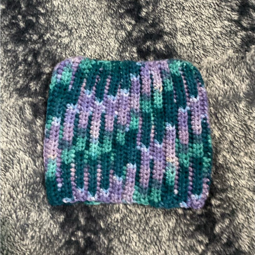 Handmade Youth Toddler 1-3 Years Blue & Purple Crochet Cat Ear Beanie